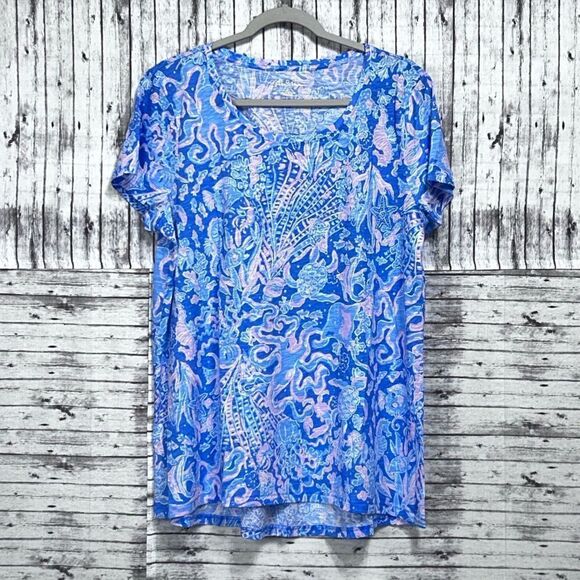 Lilly Pulitzer Tops - Lilly Pulitzer Etta Scoop Neck Top Sea What I See
